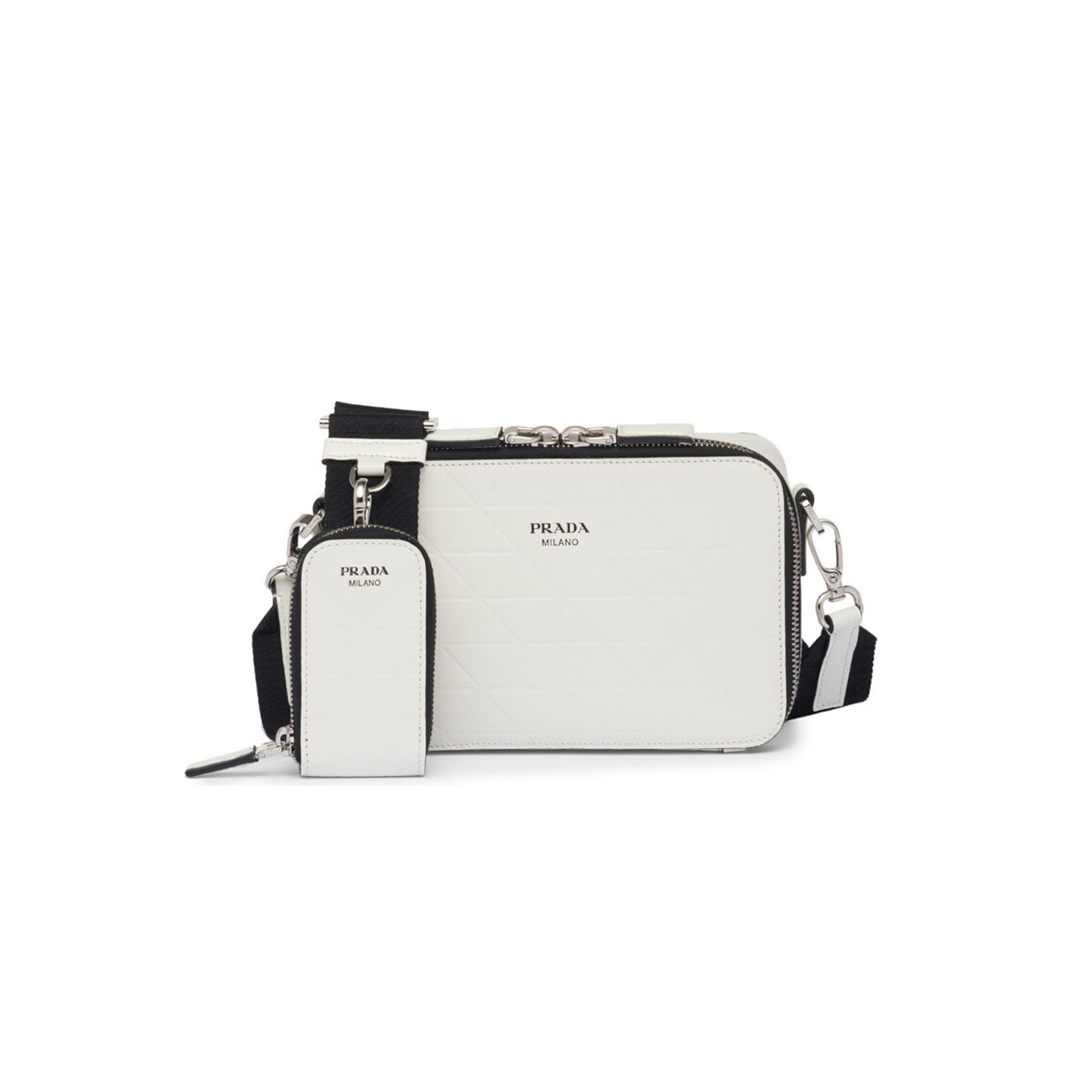 PRADA BRIQUE EMBOSSED LEATHER SHOULDER BAG 2VH070 (19*12*5.5cm)